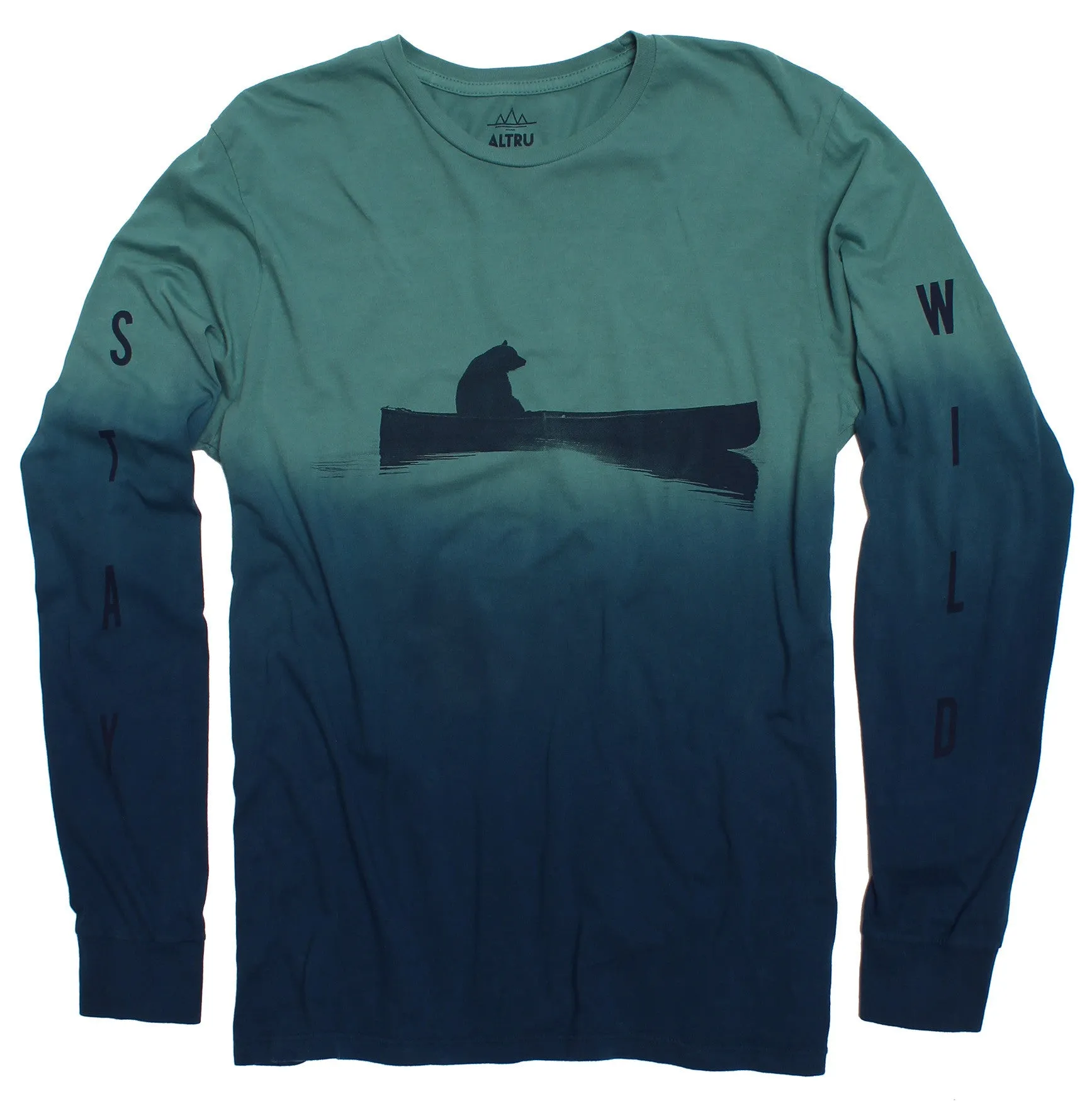 Up a Creek Bear in a Canoe Dip-Dye long sleeve graphic tee sold by Altru
