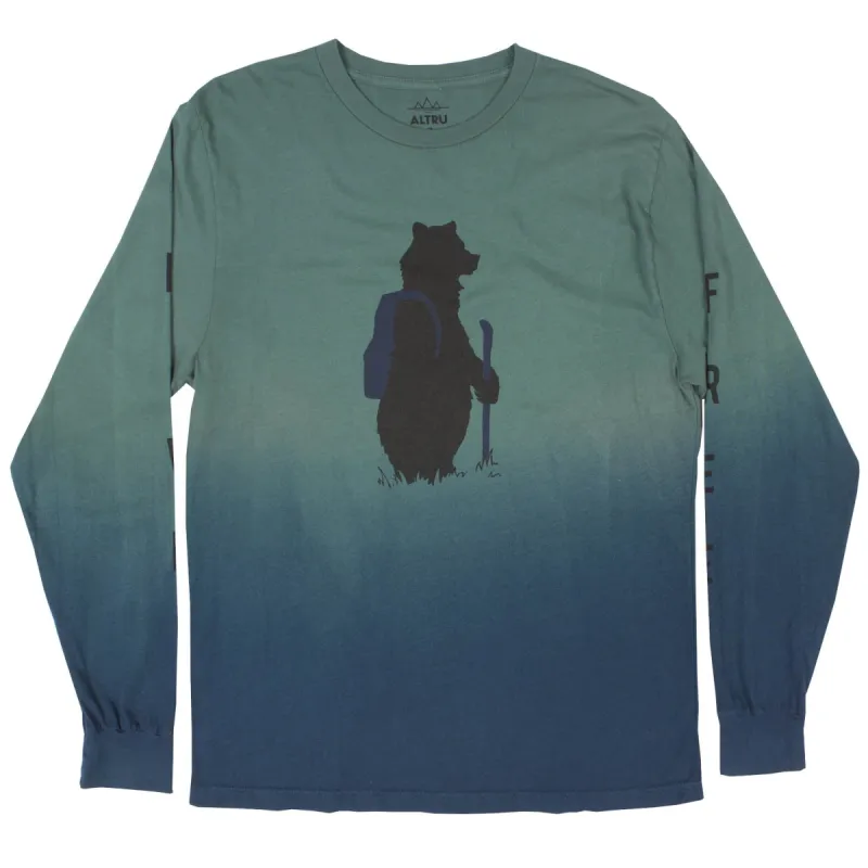 Bear on a Hike L/S full body Dip Dye graphic tee sold by Altru