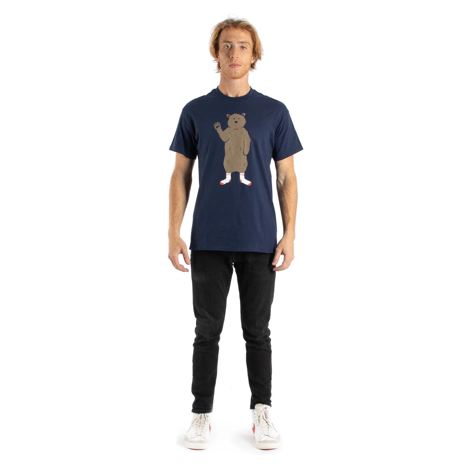 AWKARD BEAR IN SOCK, navy graphic tee by Altru Apparel sold by Altru product image thumbnail 2