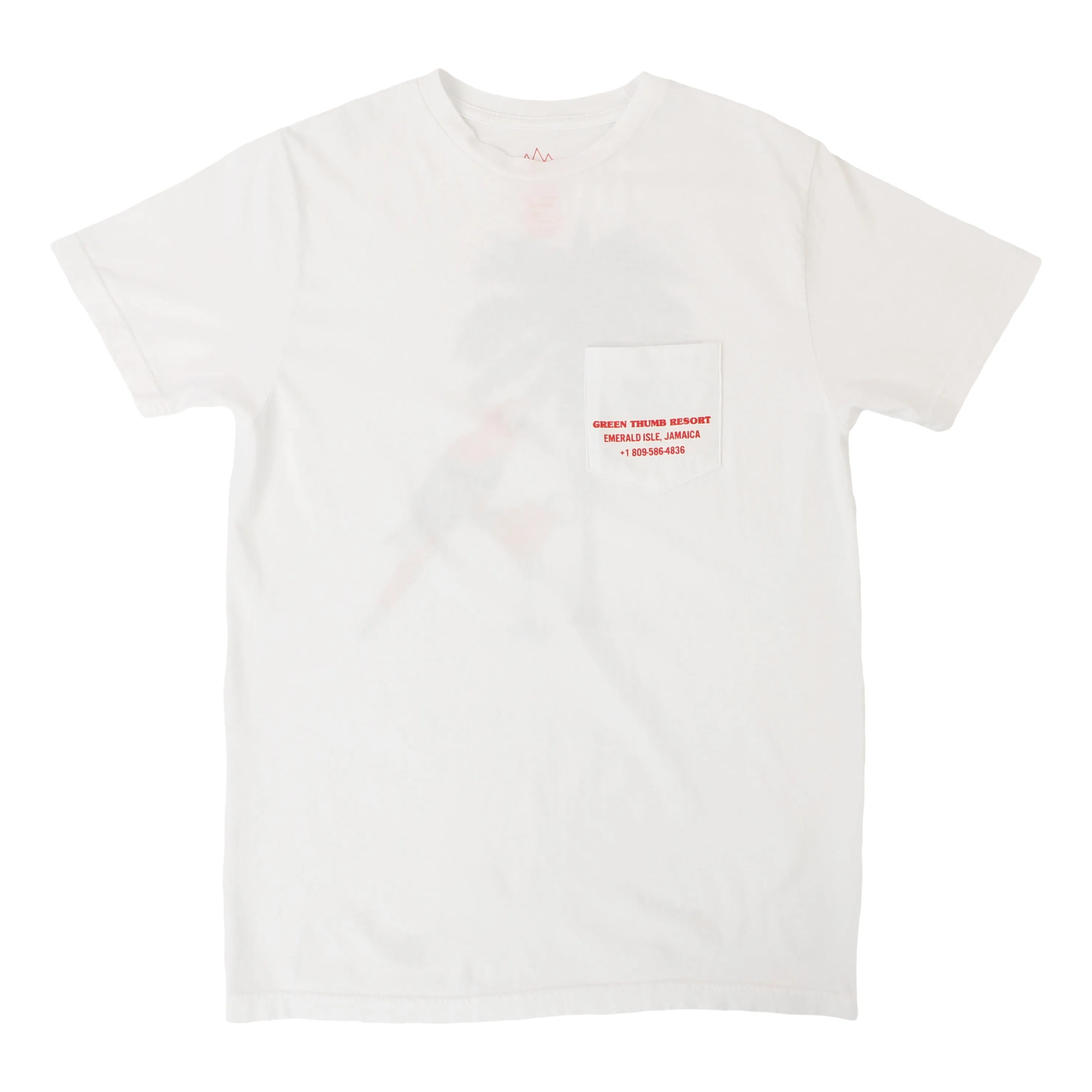 Green Thumb Resort, white Pocket Graphic Tee printed on front & back by Altru Apparel sold by Altru product image thumbnail 2