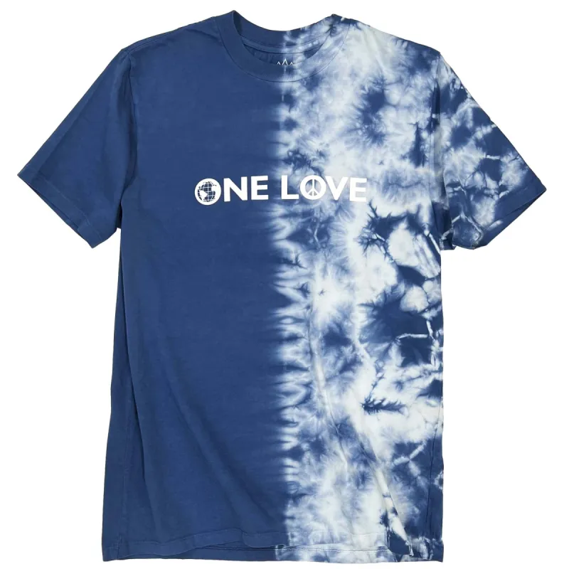 One Love high Density print HALF tie-dye tee made by Altru