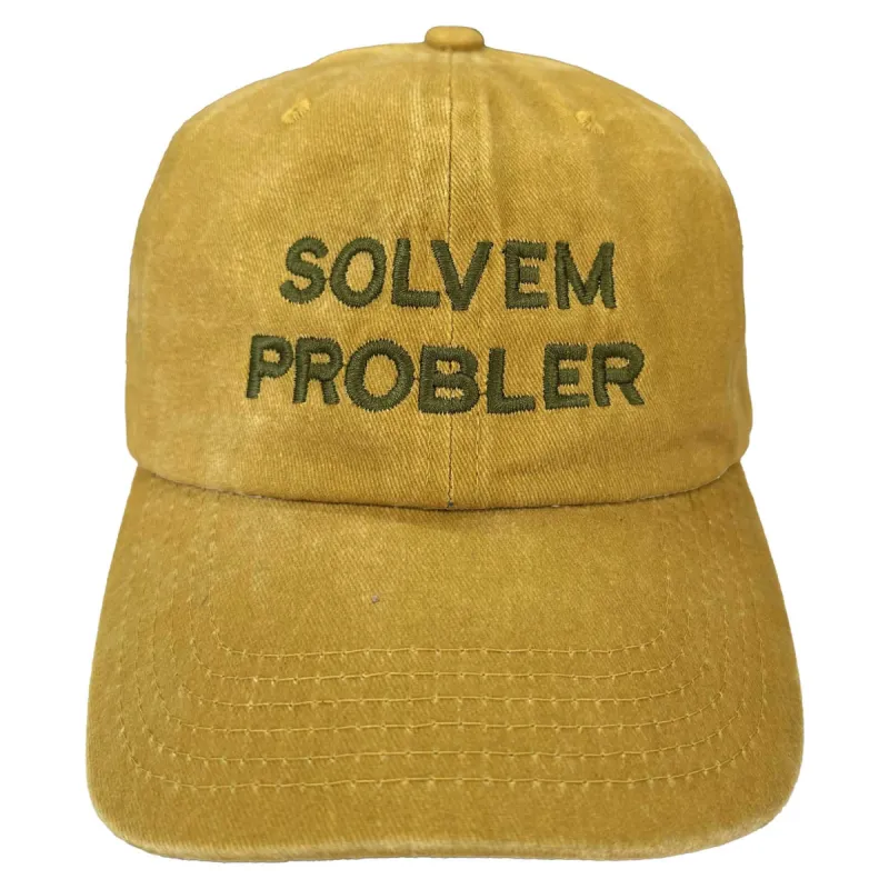 "Solvem Probler" 6 Panel Low Profile Embroidered Cap-Mustard sold by Altru