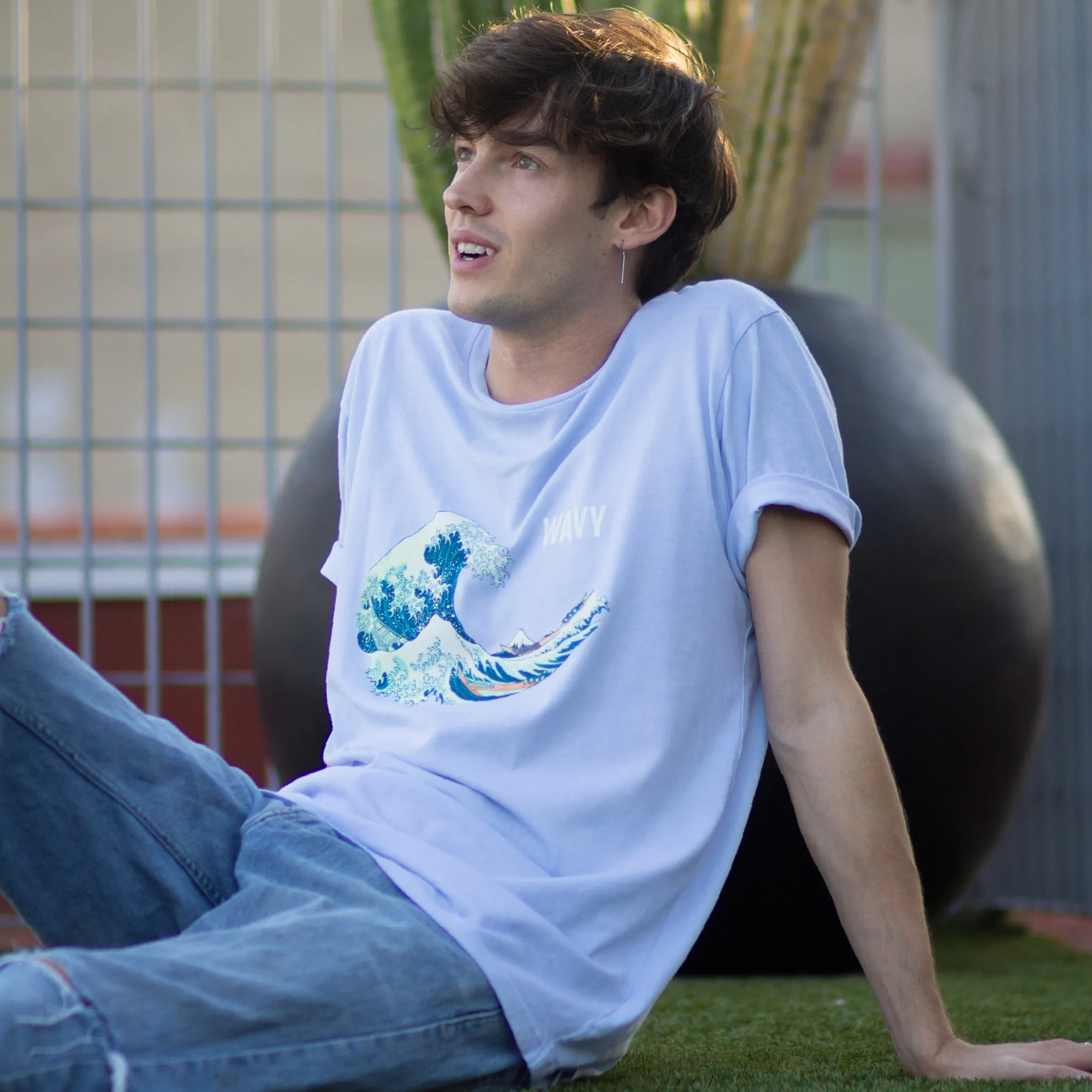 Wavy Hokusai powder blue tee by Altru Apparel sold by Altru product image thumbnail 3