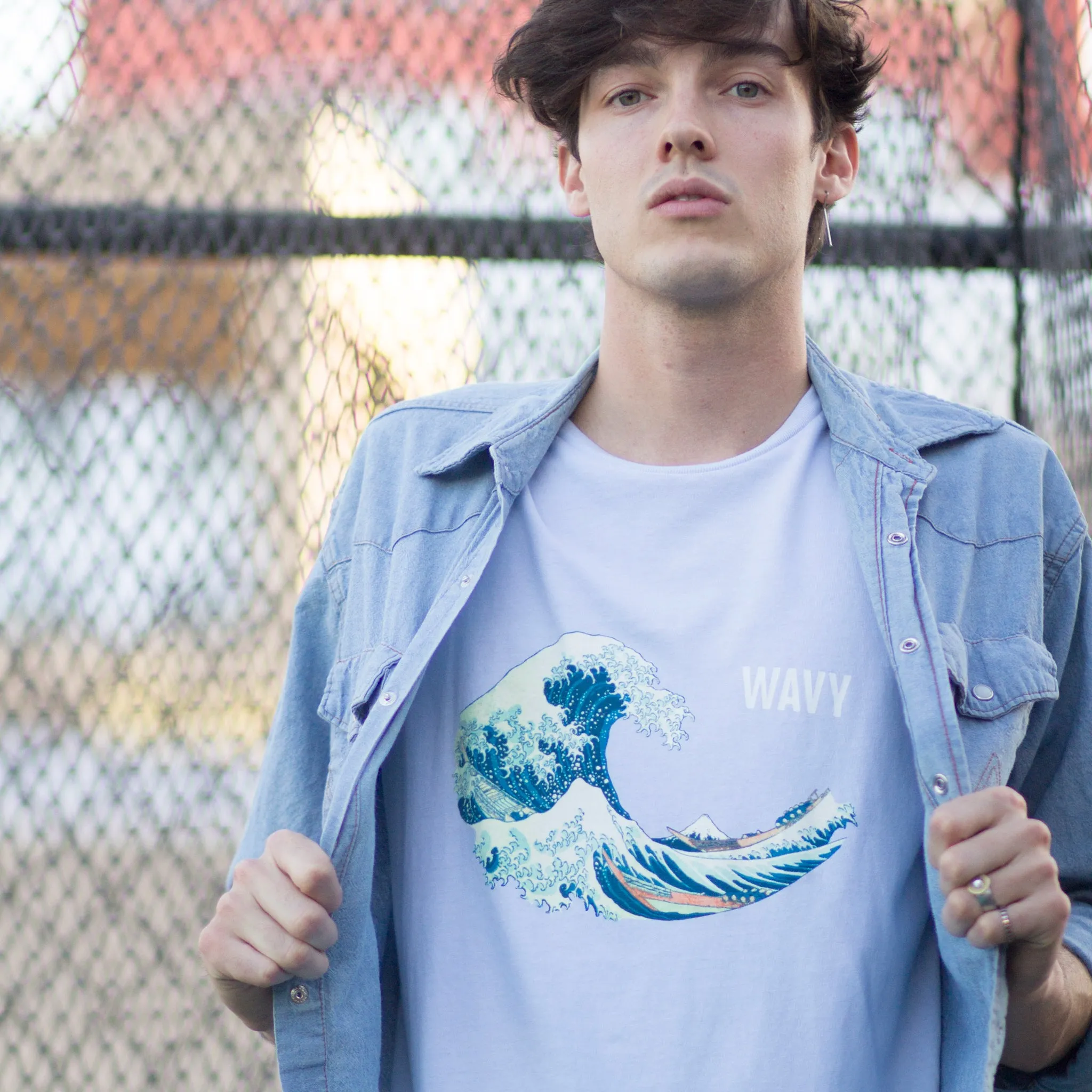 Wavy Hokusai powder blue tee by Altru Apparel sold by Altru product image thumbnail 2