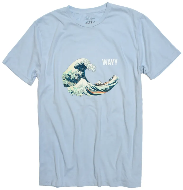 Wavy Hokusai powder blue tee by Altru Apparel sold by Altru