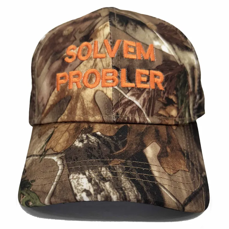 "Solvem Probler" 6 panel Low Profile CAMO Embroidered Hat sold by Altru