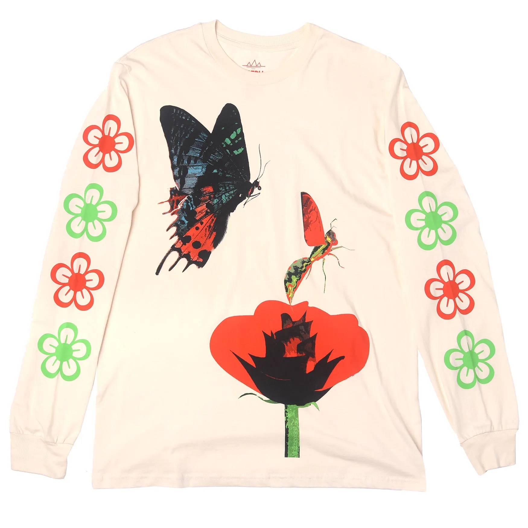 Butterfly Flower Nature L/S tee graphic on front & sleeves sold by Altru