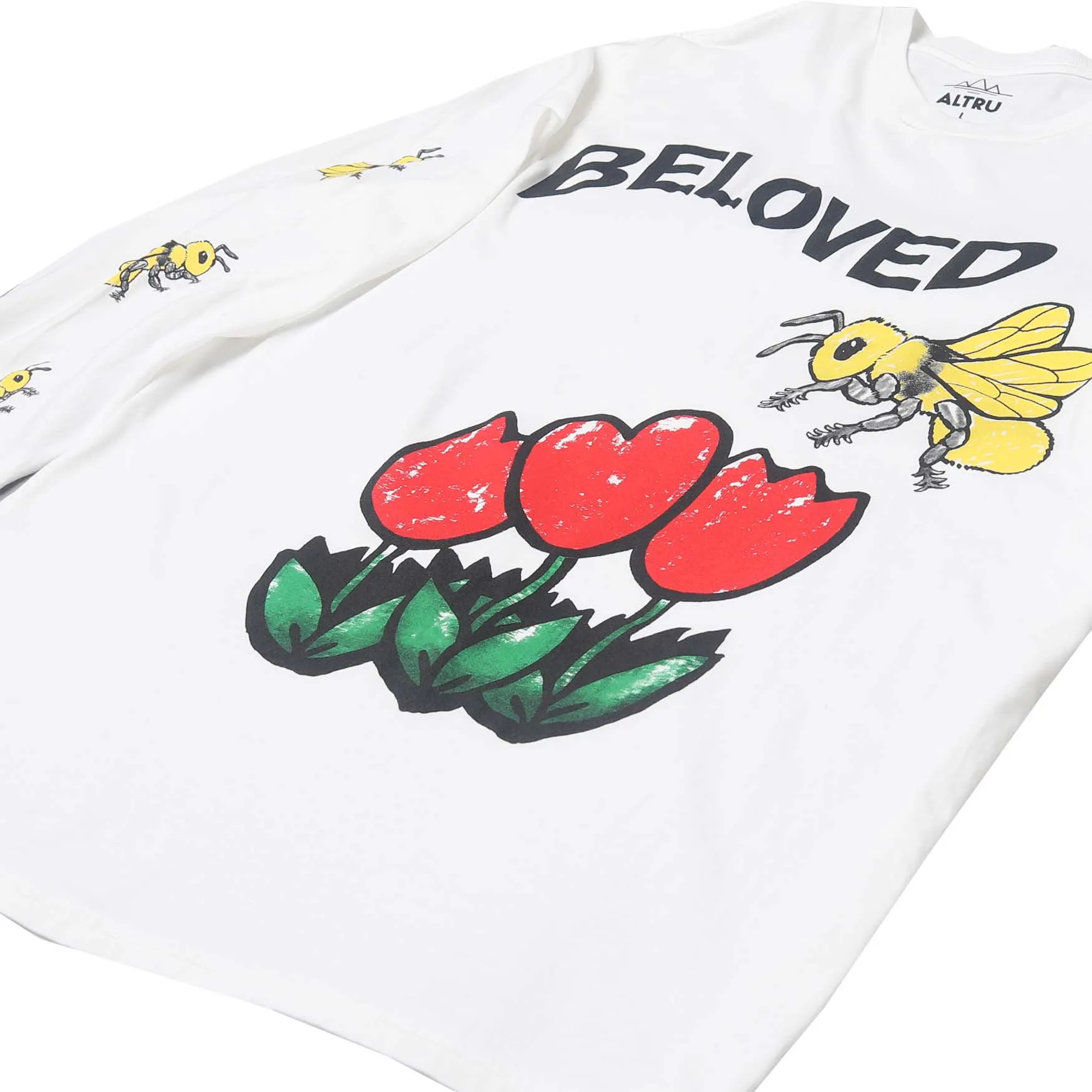 Beloved Tulips Bee L/S T-shirt graphic on front & right sleeve sold by Altru product image thumbnail 5