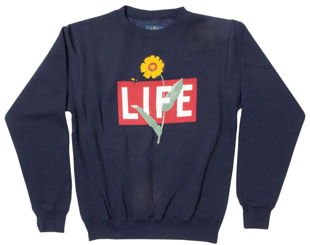 LIFE Logo Box with Flower navy sweatshirt sold by Altru