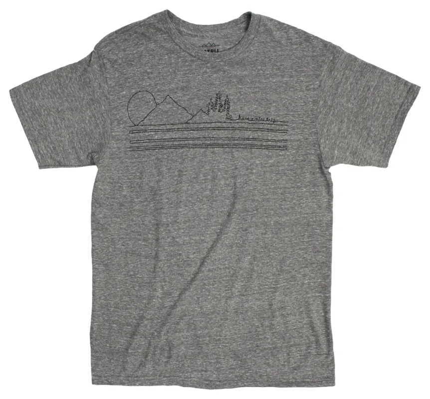 Have a Nice Trip embroidered desert gray tee sold by Altru