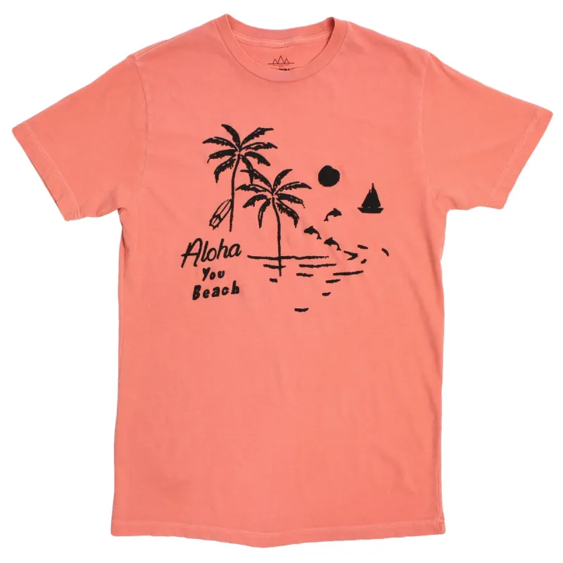 Aloha You Beach, cracked-ink graphic tee sold by Altru