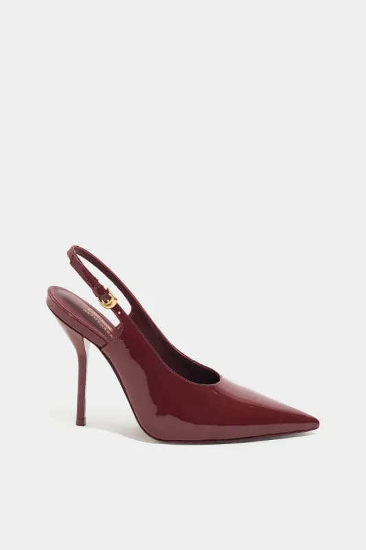 Larroude x Altuzarra Pump In Burgundy Patent Leather sold by Altuzarra