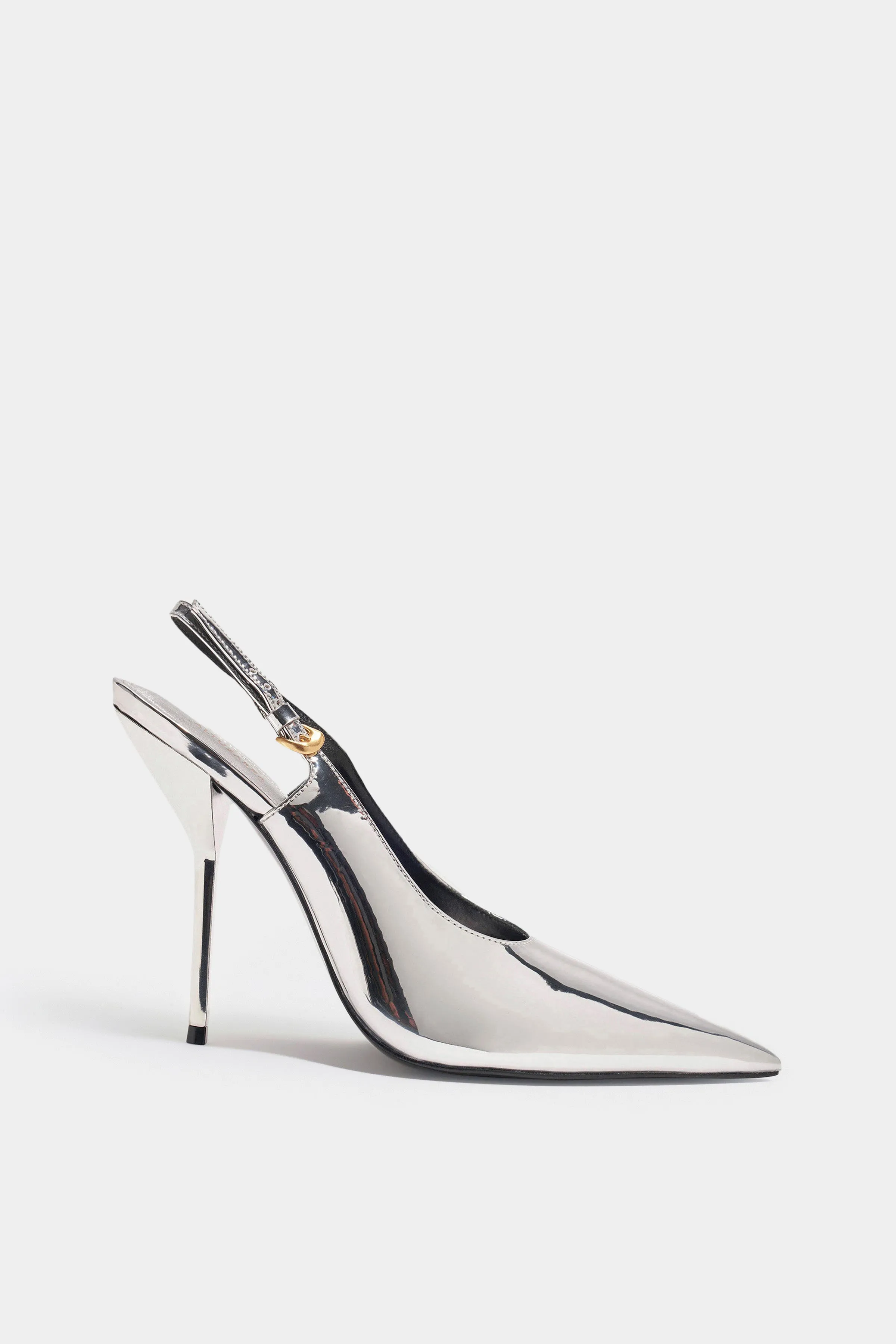 Larroude x Altuzarra Pump In Silver Specchio sold by Altuzarra