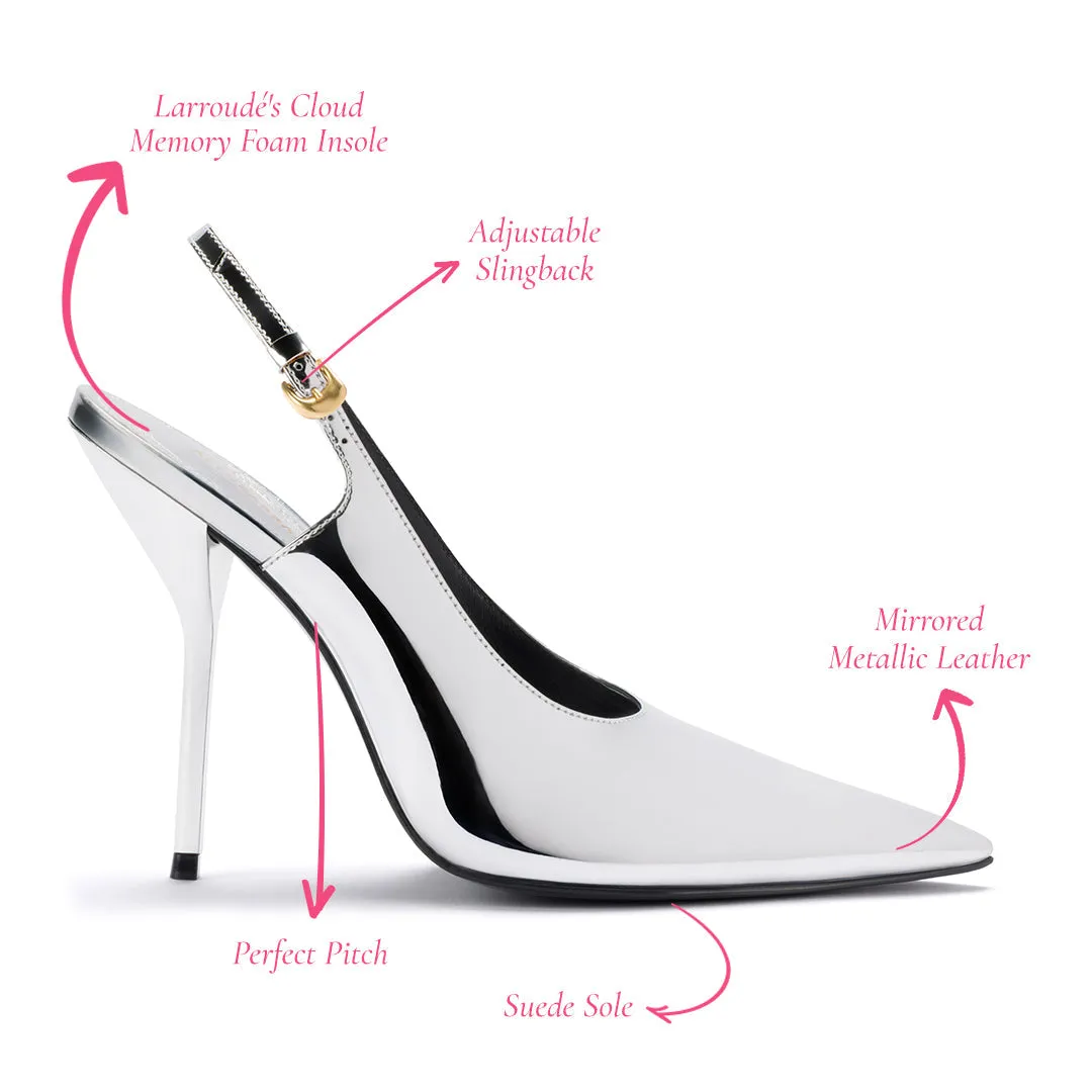 Larroude x Altuzarra Pump In Silver Specchio sold by Altuzarra product image thumbnail 5
