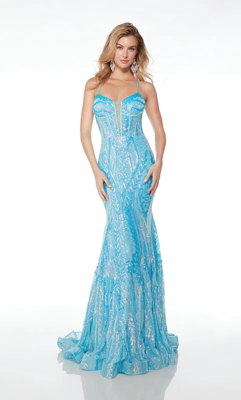 Formal Dress: 61656. Long, Plunging Neckline, Mermaid sold by Alyce Paris