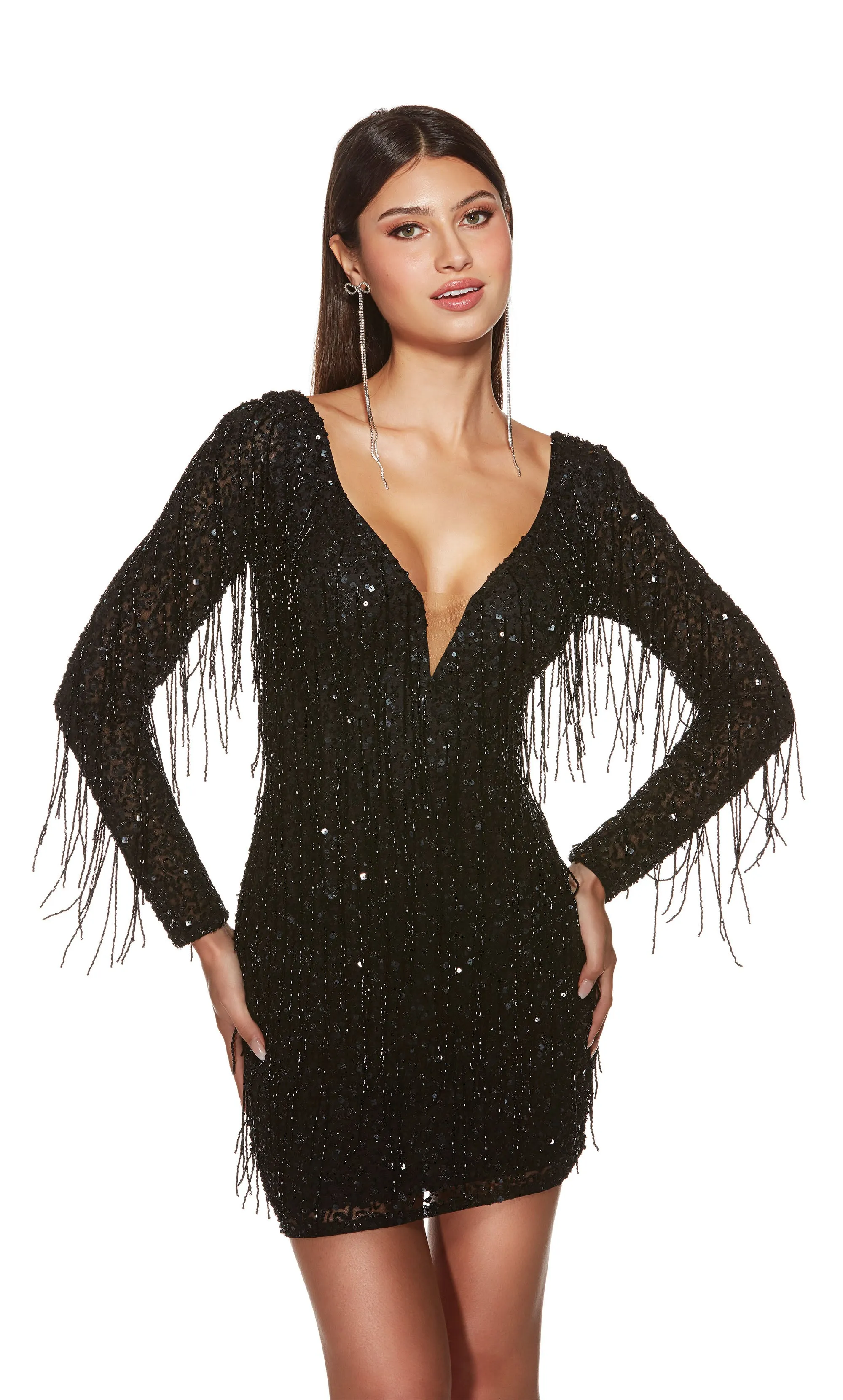 ALYCE Paris 4873 Homecoming Short Plunging Fringe Straight Dress sold by Alyce Paris product image thumbnail 2