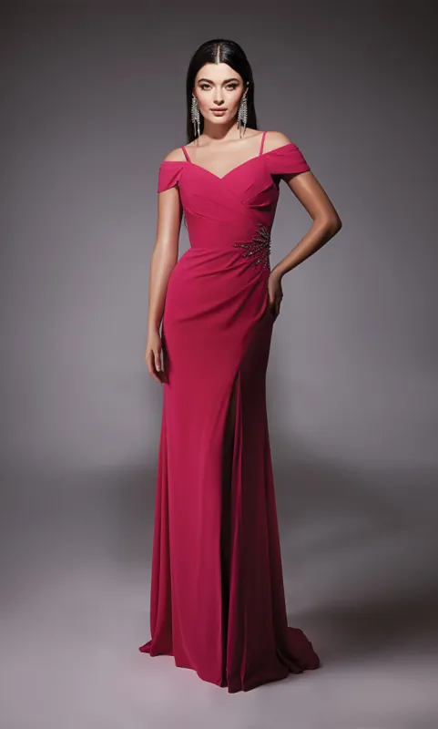 ALYCE Paris 27645 Special Occasion Off The Shoulder Slit Fit N Flare Dress sold by Alyce Paris