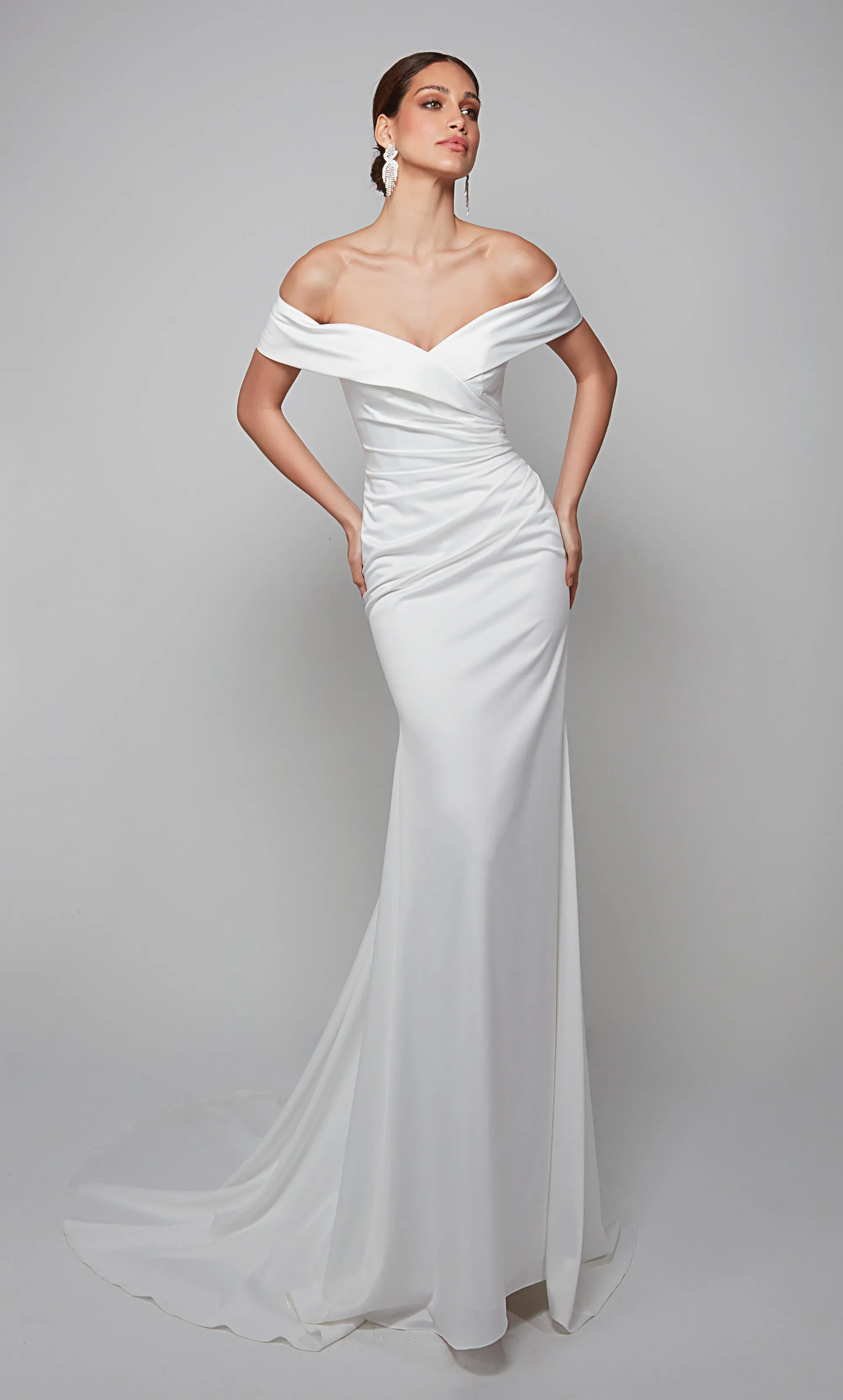 ALYCE Paris 7059 Bridal Off The Shoulder Neckline Simple Straight Dress sold by Alyce Paris product image thumbnail 3