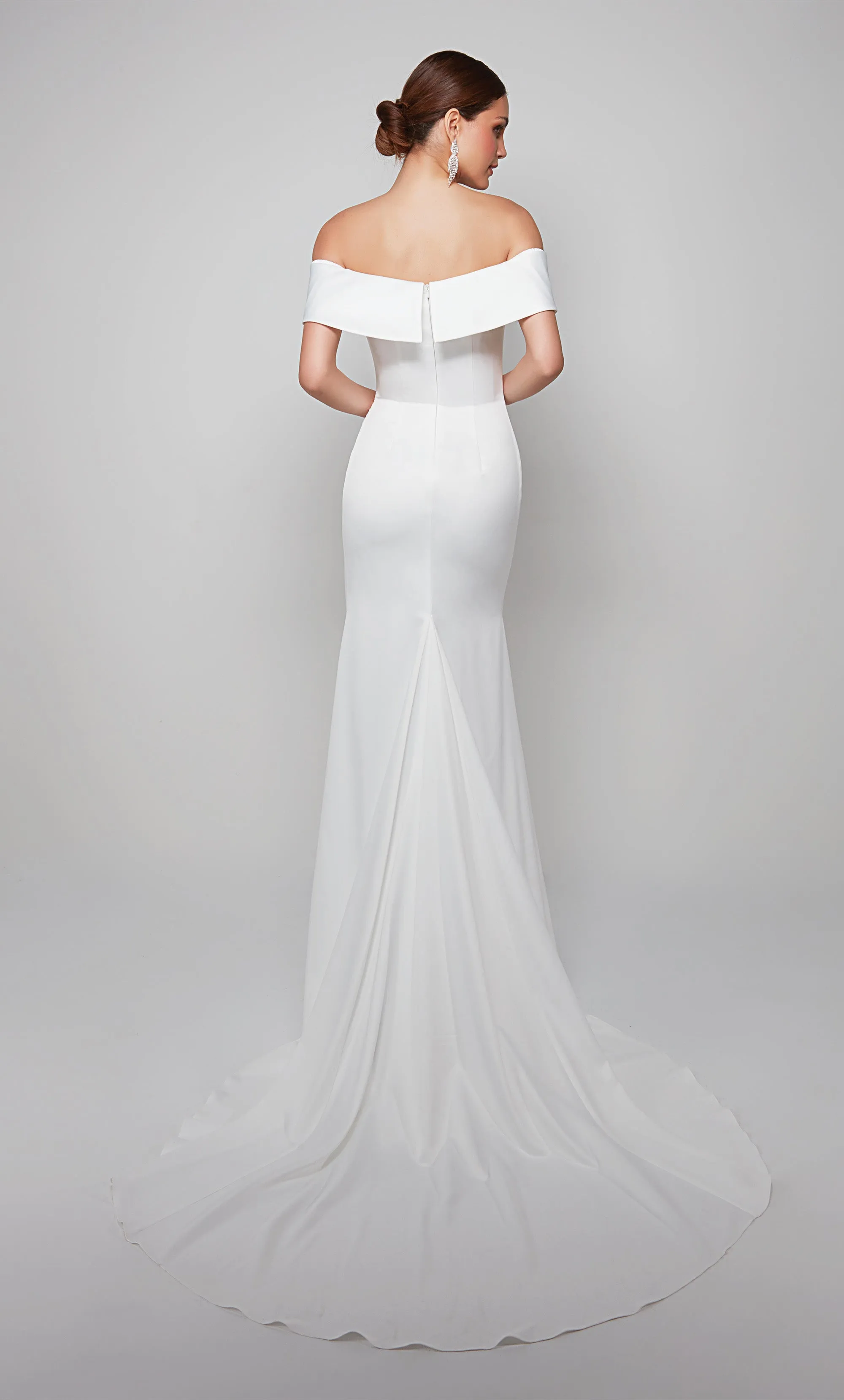 ALYCE Paris 7059 Bridal Off The Shoulder Neckline Simple Straight Dress sold by Alyce Paris product image thumbnail 4