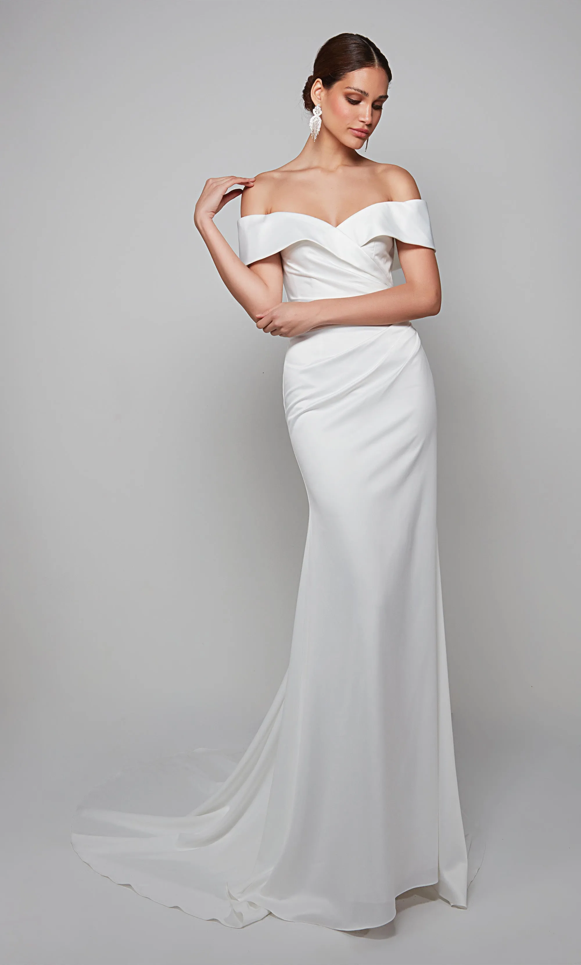 ALYCE Paris 7059 Bridal Off The Shoulder Neckline Simple Straight Dress sold by Alyce Paris product image thumbnail 5