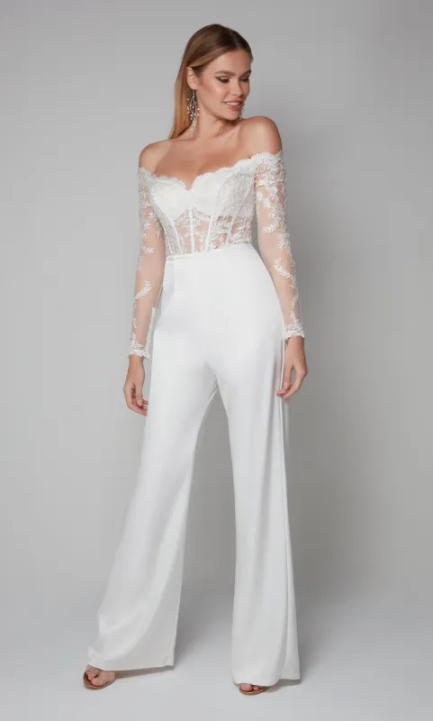ALYCE Paris 70018 Bridal Off The Shoulder Neckline Corset Jumpsuit Dress sold by Alyce Paris
