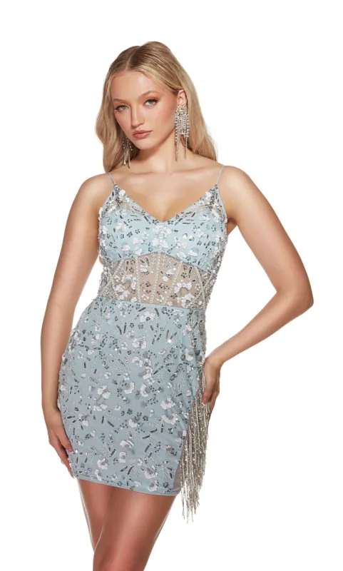 ALYCE Paris 4871 Homecoming Short V-neck Illusion Straight Dress sold by Alyce Paris