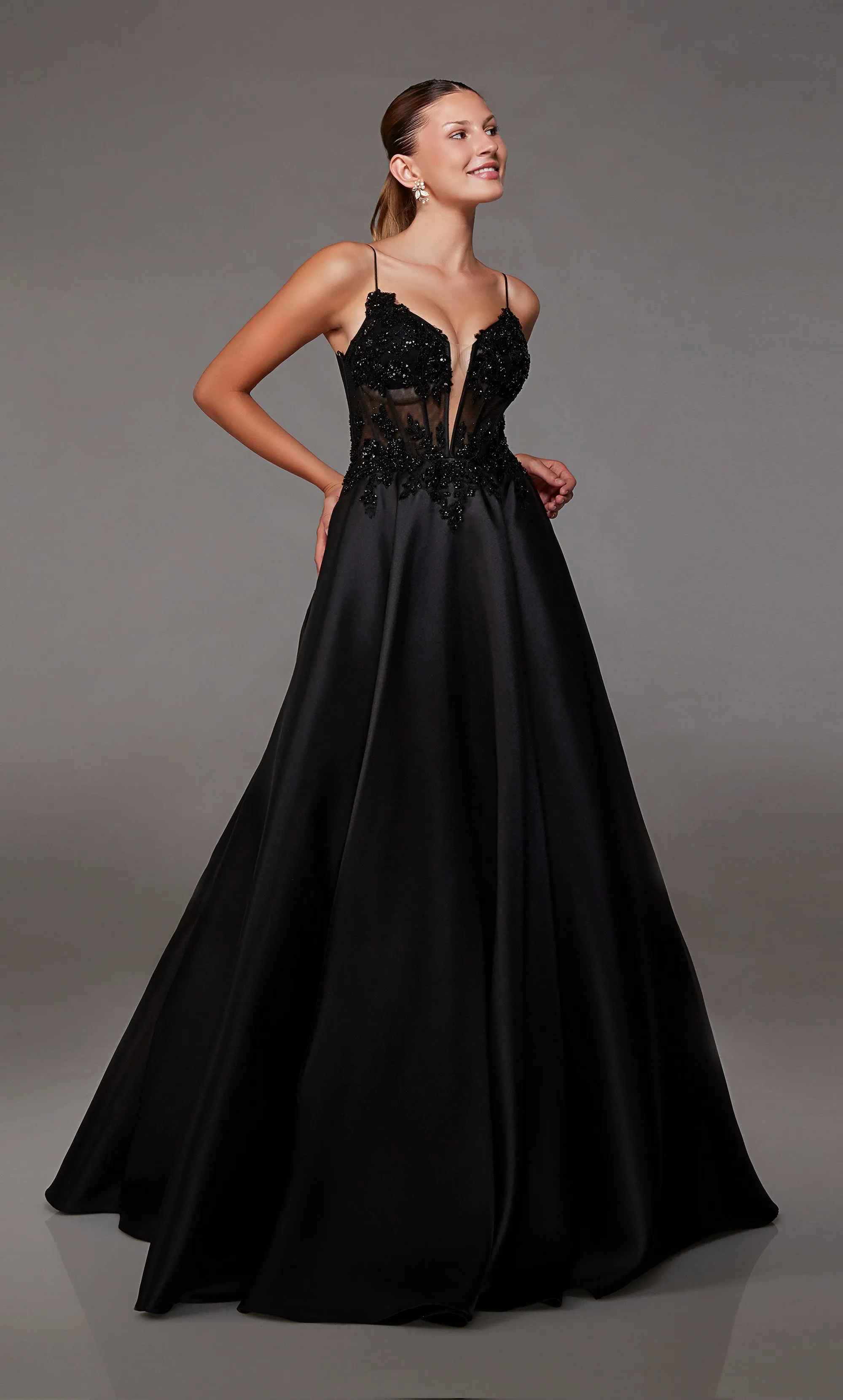 Formal Dress: 1828. Long, Plunging Neckline, Ballgown sold by Alyce Paris