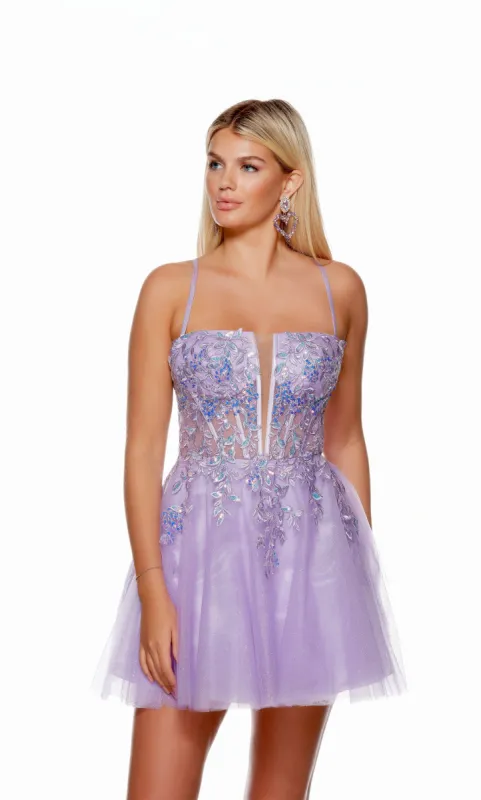 Formal Dress: 3162. Short, Square Neckline, A-line, Lace-up Back sold by Alyce Paris