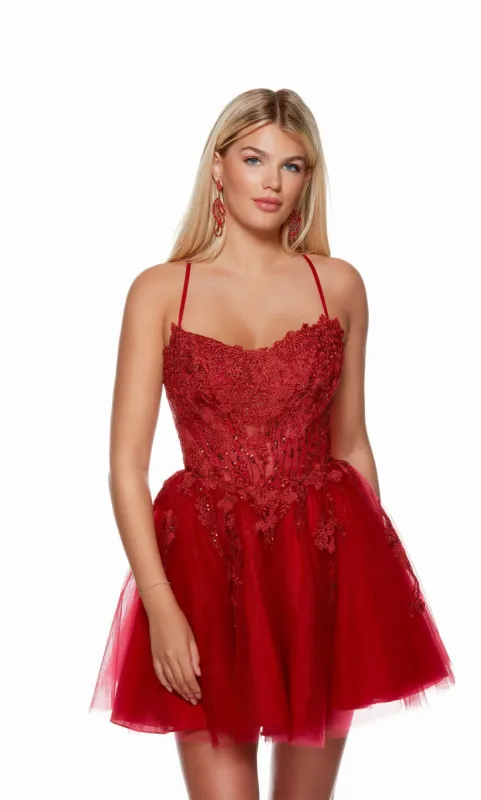 Formal Dress: 3118. Short, Scoop Neck, A-line, Lace-up Back sold by Alyce Paris