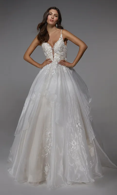 ALYCE Paris 7047 Bridal Plunging Neckline Waterfall Ballgown Dress sold by Alyce Paris
