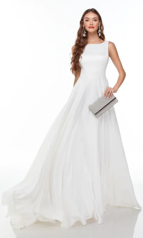 ALYCE Paris 7053 Bridal Boat Neckline Train A Line Dress sold by Alyce Paris