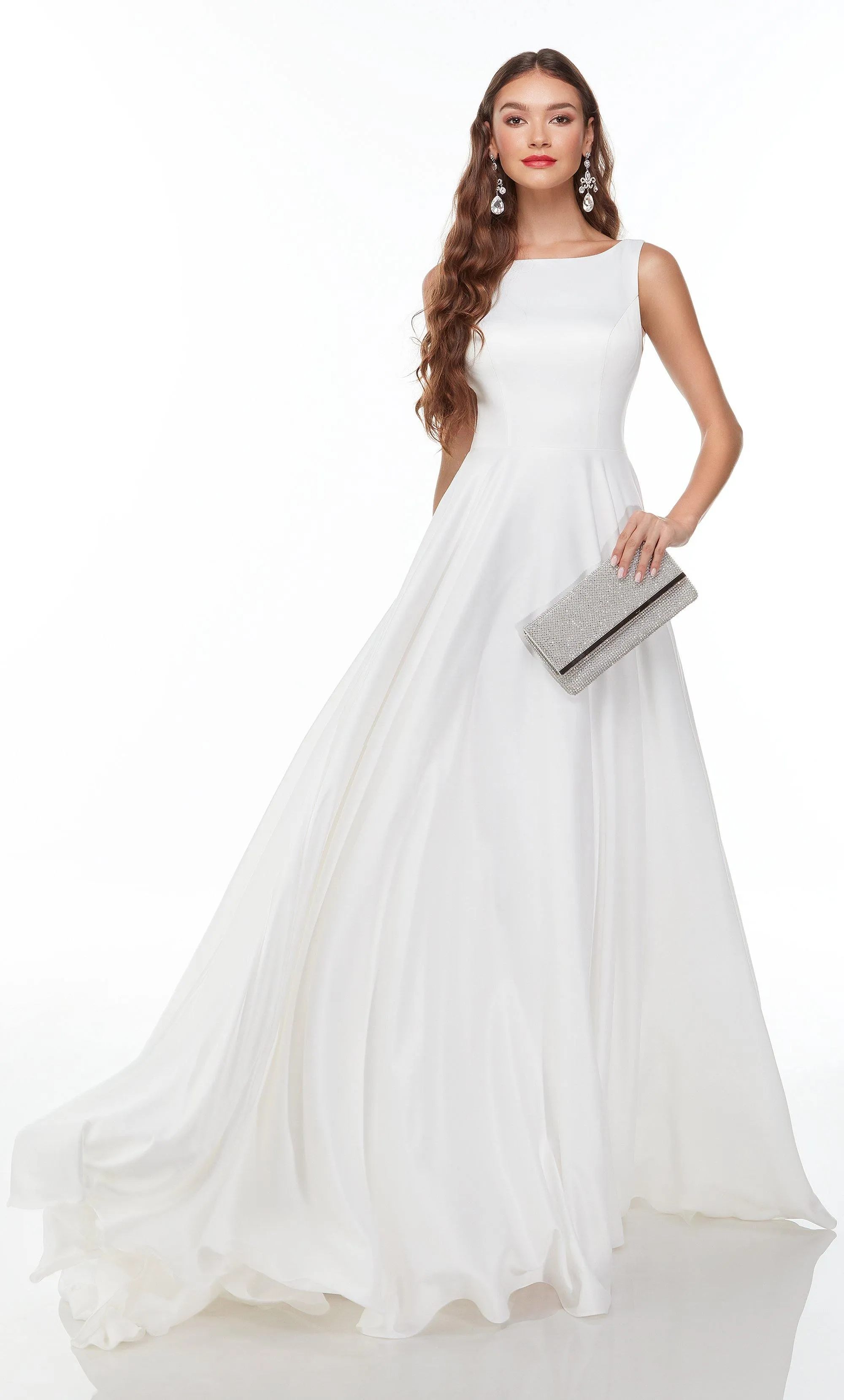 ALYCE Paris 7053 Bridal Boat Neckline Train A Line Dress sold by Alyce Paris