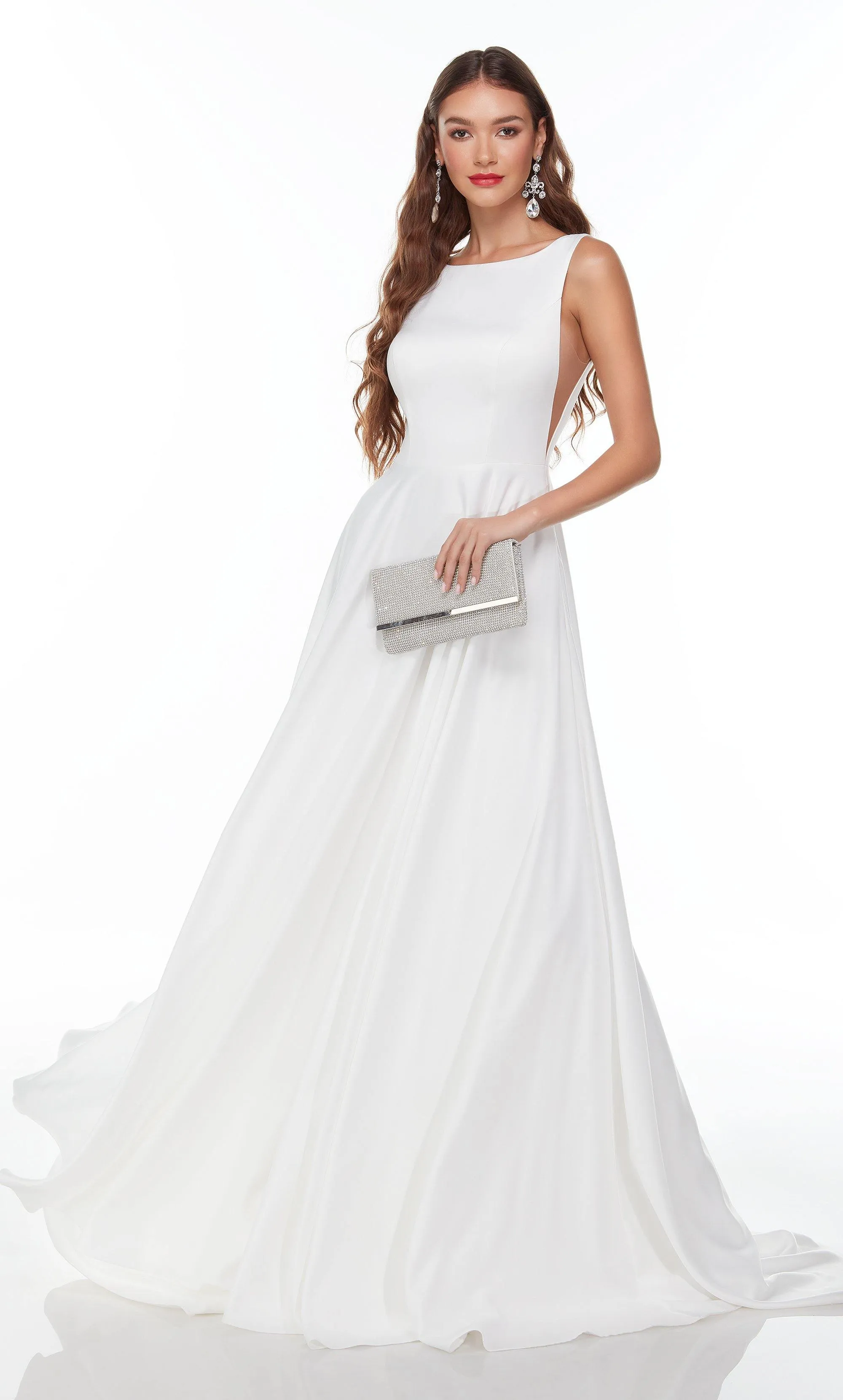 ALYCE Paris 7053 Bridal Boat Neckline Train A Line Dress sold by Alyce Paris product image thumbnail 3
