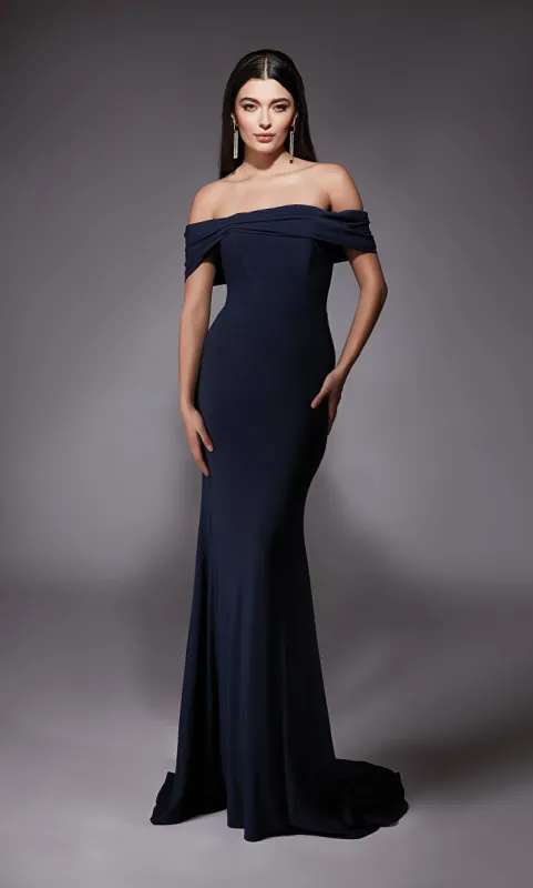 ALYCE Paris 27680 Special Occasion Off The Shoulder Neckline Train Mermaid Dress made by Alyce Paris