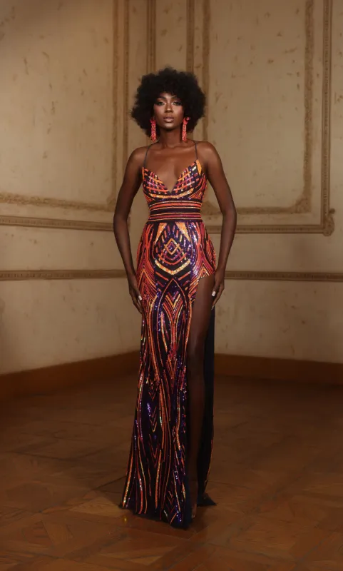 ALYCE Paris 61693 Alyce Long Plunging Elegant Straight Dress sold by Alyce Paris