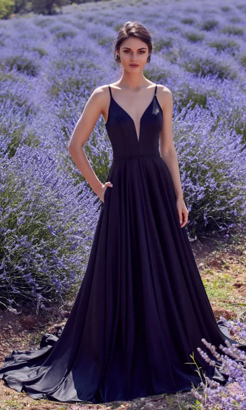 ALYCE Paris 7024 Bridal Plunging Neckline Simple A Line Dress sold by Alyce Paris