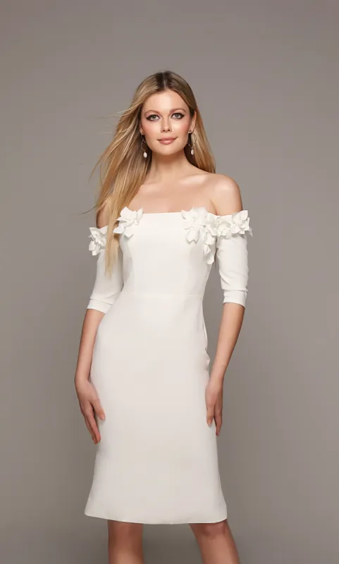 ALYCE Paris 70003 Bridal Off The Shoulder Neckline Embellished Straight Dress made by Alyce Paris