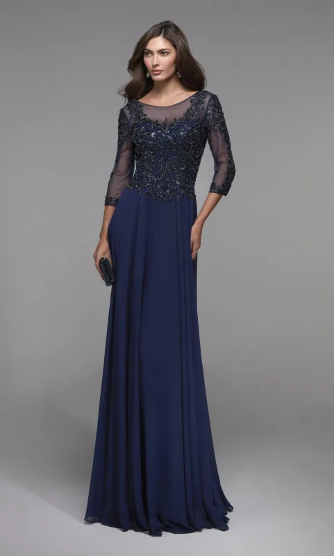 Formal Dress: 27502. Long Evening Dress, Illusion Neckline, Flowy sold by Alyce Paris
