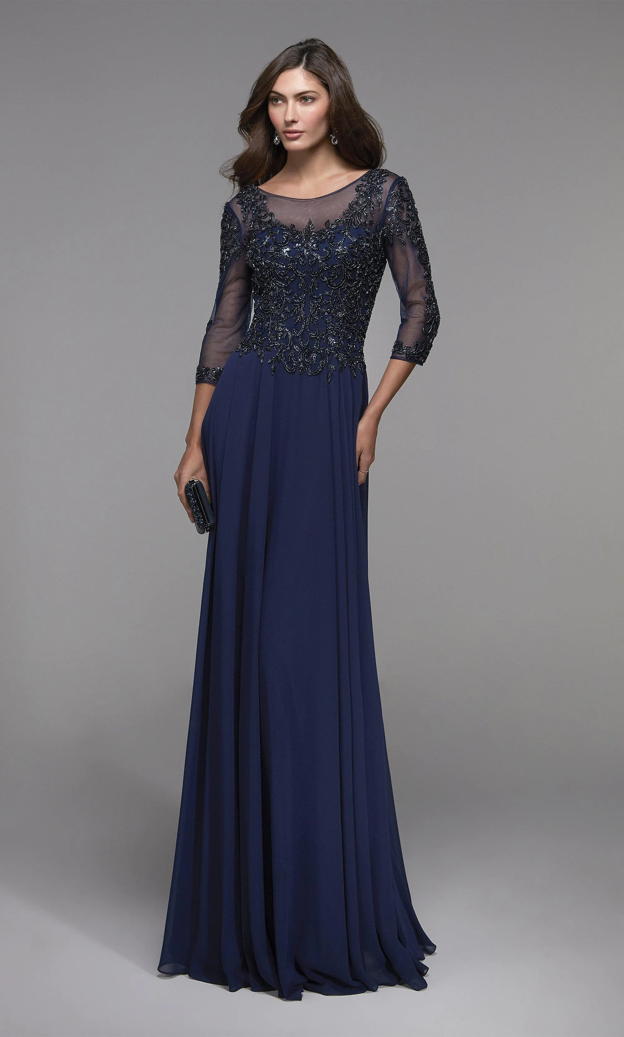 Formal Dress: 27502. Long Evening Dress, Illusion Neckline, Flowy sold by Alyce Paris