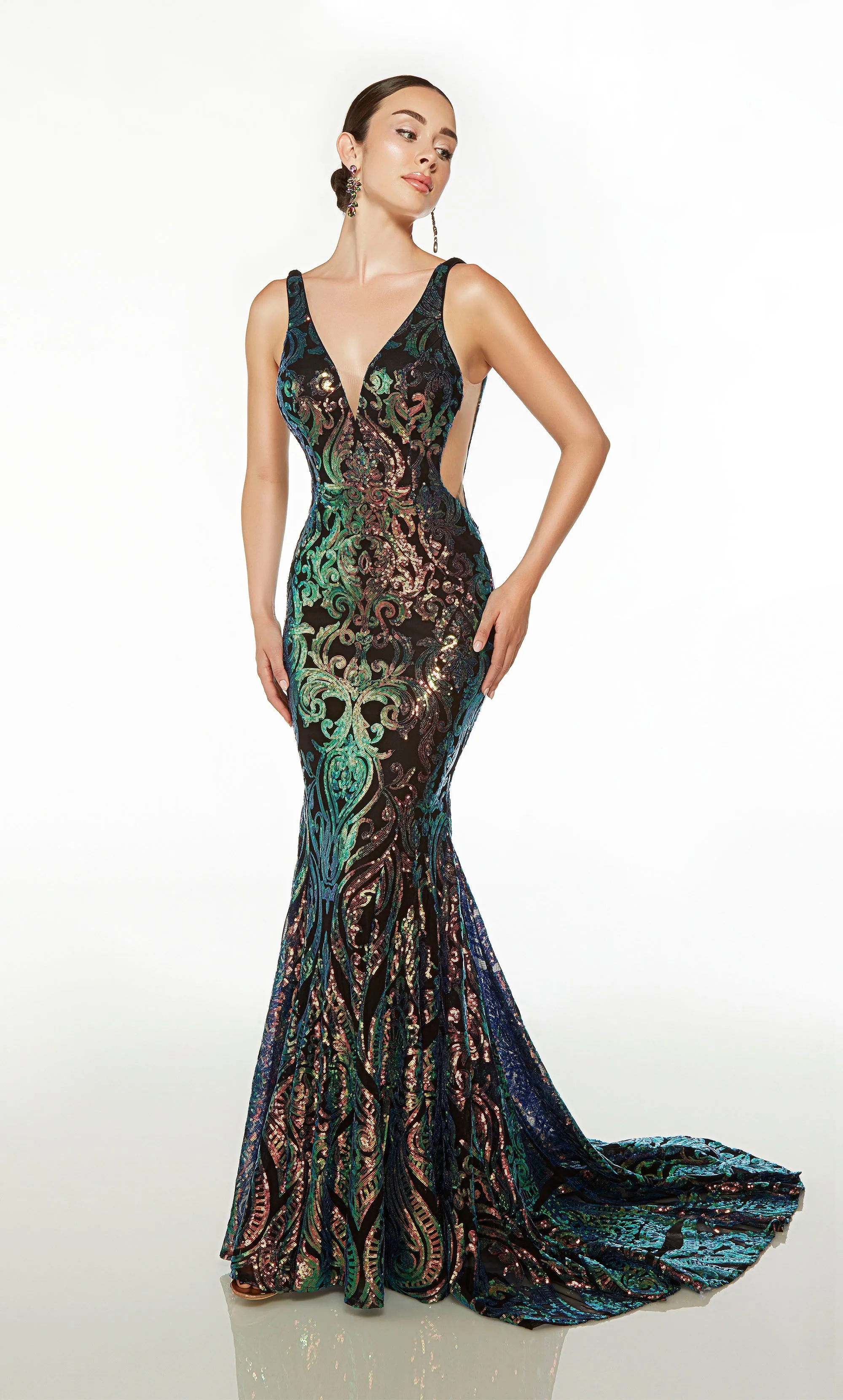 Formal Dress: 61596. Long, Plunging Neckline, Mermaid sold by Alyce Paris