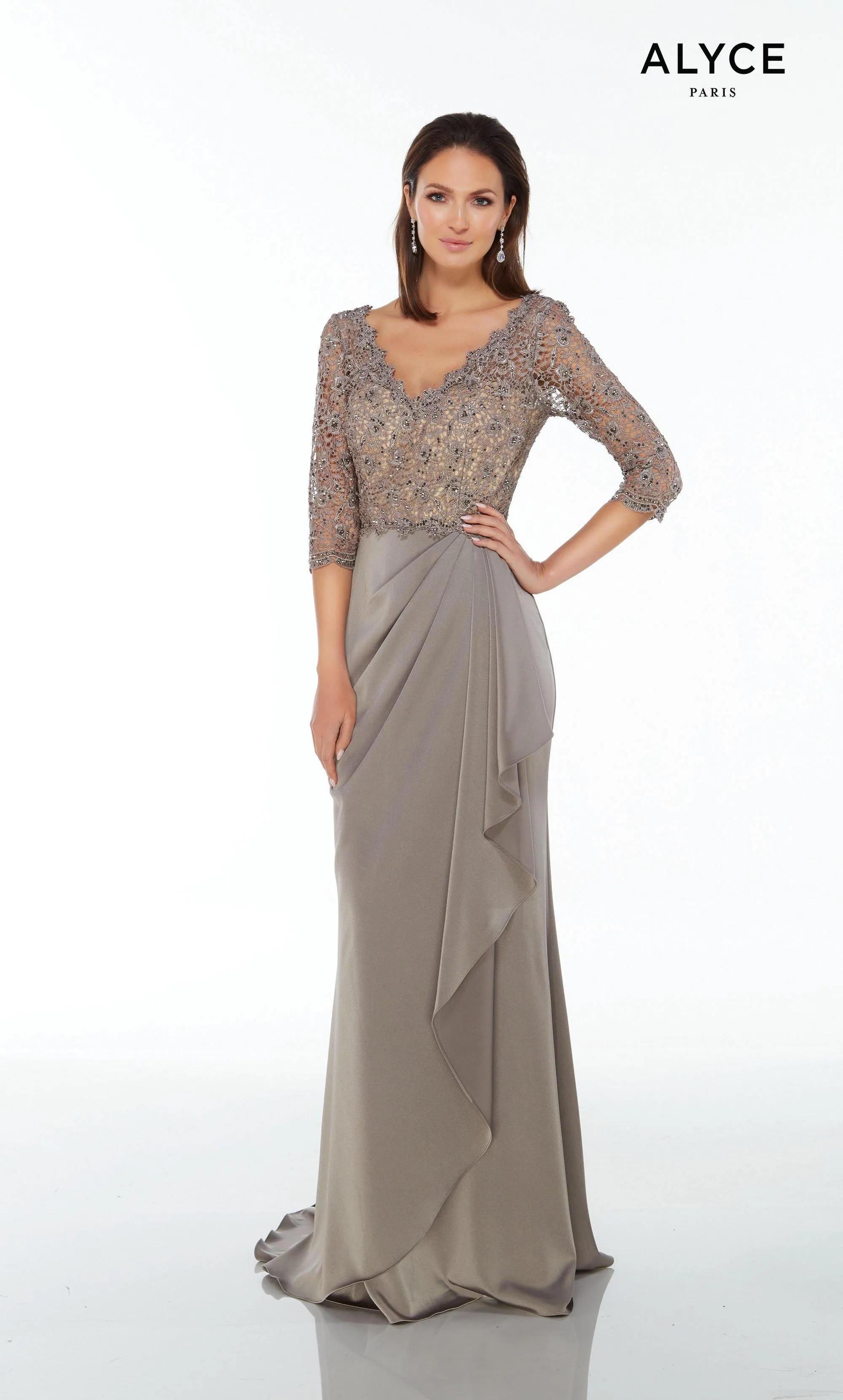 ALYCE Paris 27260 Special Occasion V-neckline Ruched/draped Straight Dress sold by Alyce Paris