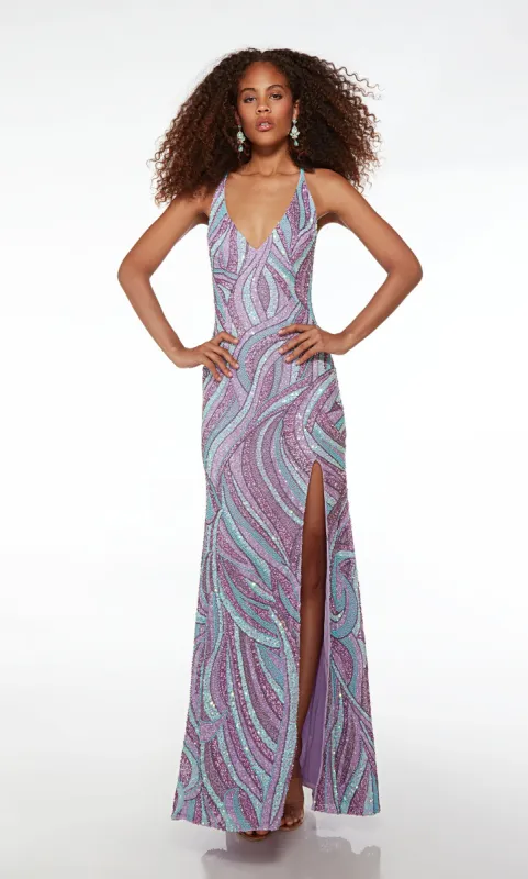 ALYCE Paris 61642 Alyce Long V-neck 80s Inspired Straight Dress sold by Alyce Paris
