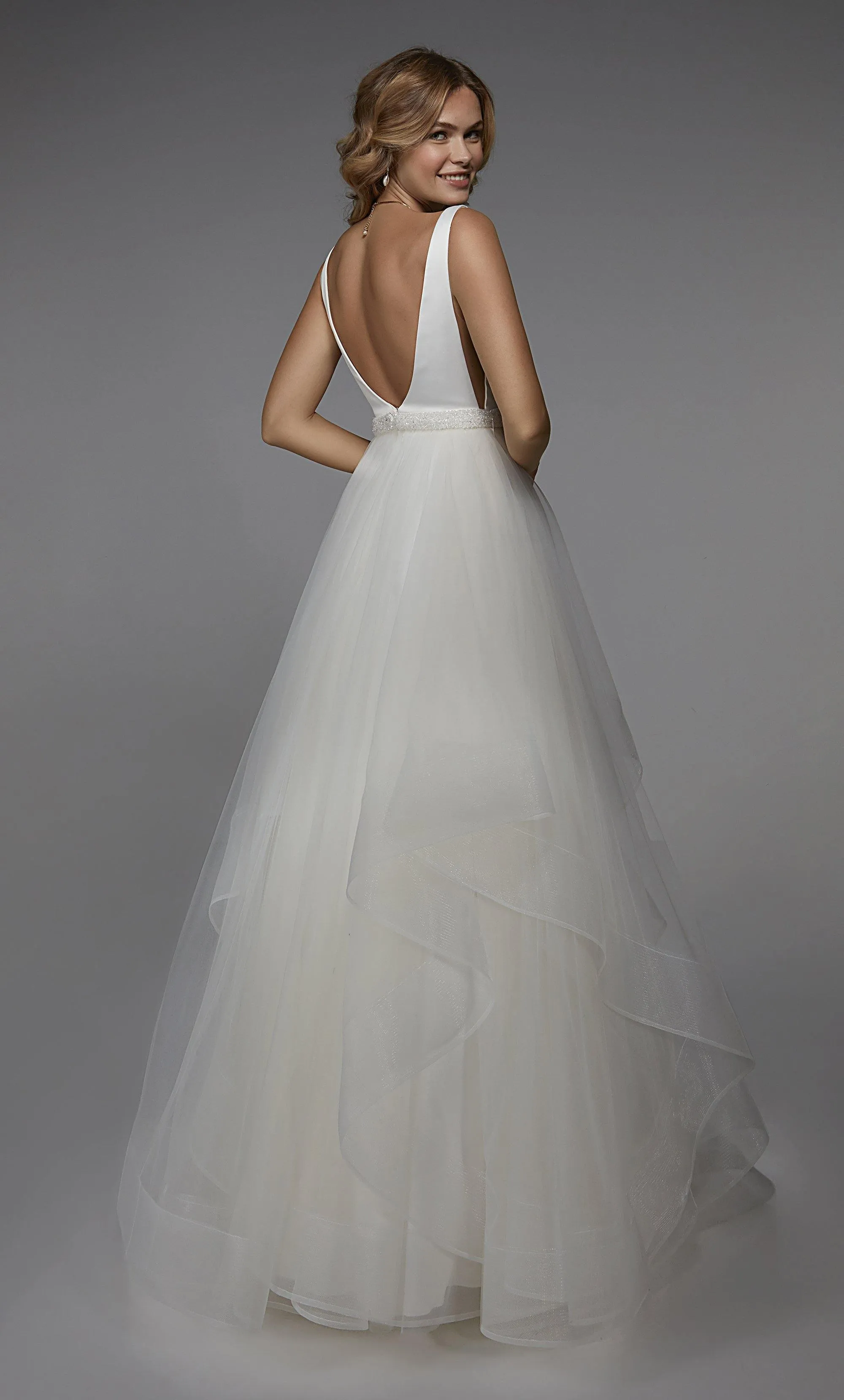 ALYCE Paris 7022 Bridal Plunging Neckline Ruffles Ballgown Dress sold by Alyce Paris product image thumbnail 2