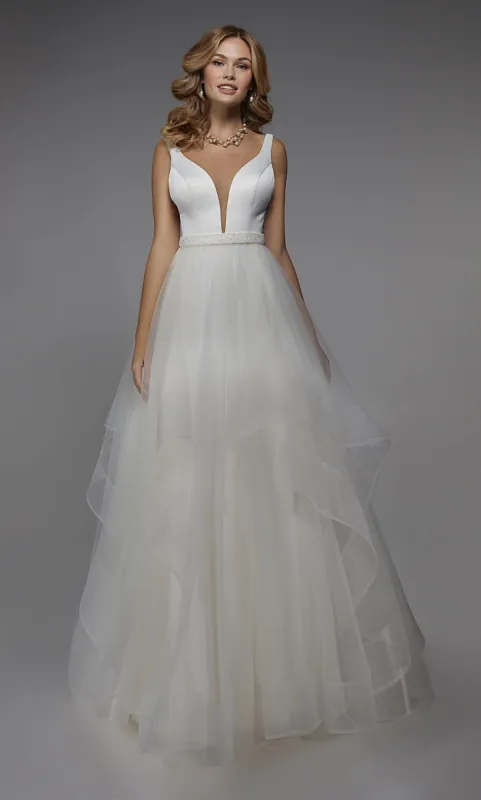 ALYCE Paris 7022 Bridal Plunging Neckline Ruffles Ballgown Dress sold by Alyce Paris