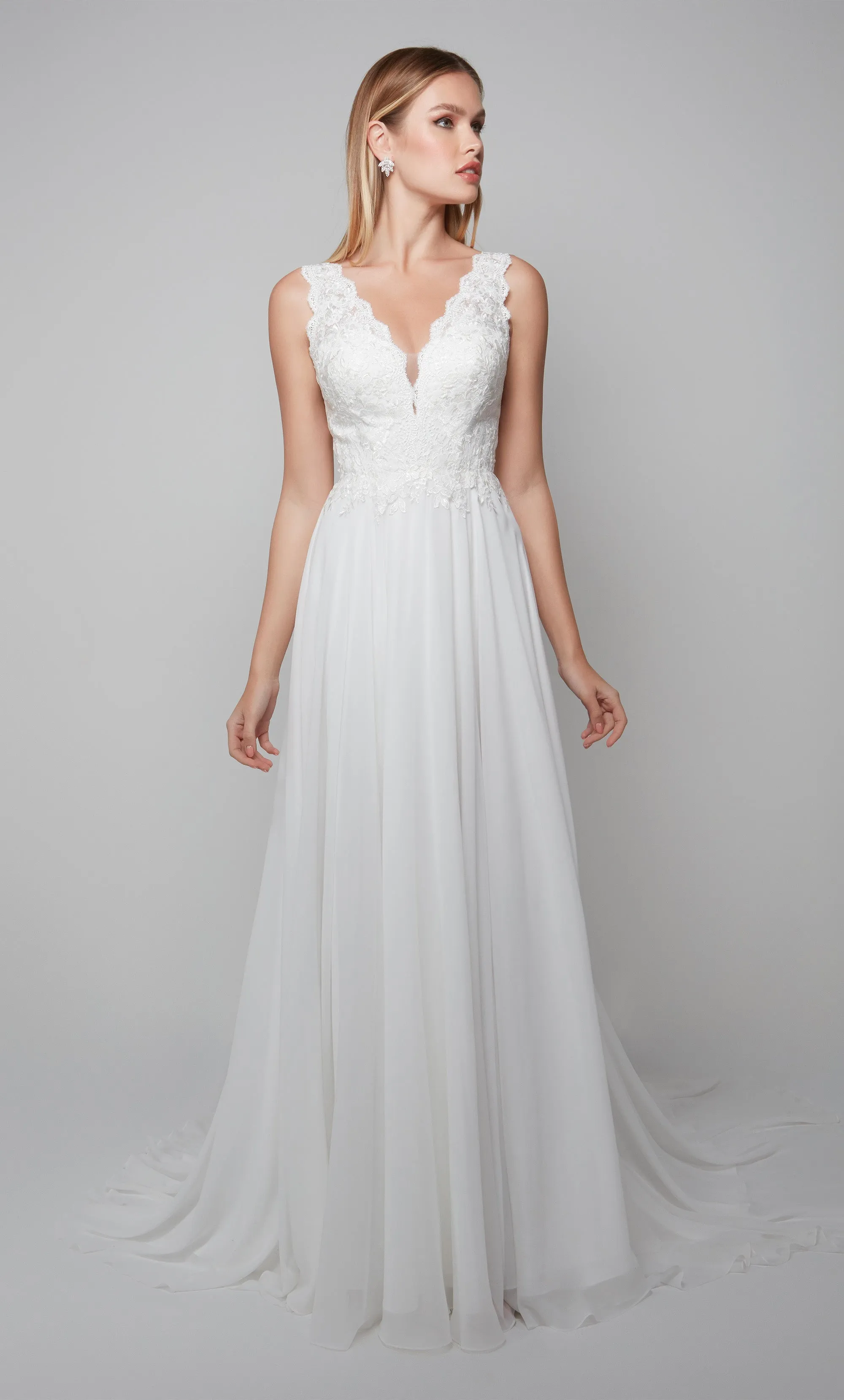 ALYCE Paris 7071 Bridal Plunging Neckline Modest A Line Dress sold by Alyce Paris product image thumbnail 3
