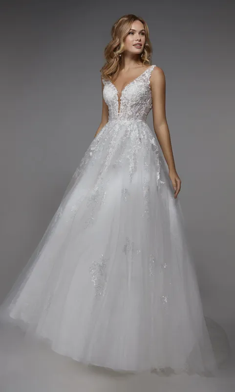 ALYCE Paris 7039 Bridal Plunging Neckline Train Ballgown Dress sold by Alyce Paris