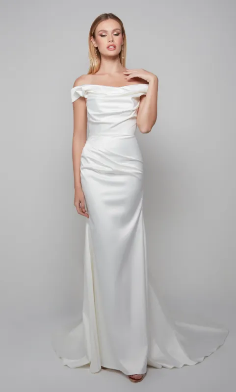 ALYCE Paris 7064 Bridal Off The Shoulder Neckline Ruched/draped Straight Dress sold by Alyce Paris