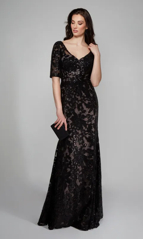 ALYCE Paris 27497 Special Occasion V-neck Shimmery/sparkly Fit N Flare Dress sold by Alyce Paris