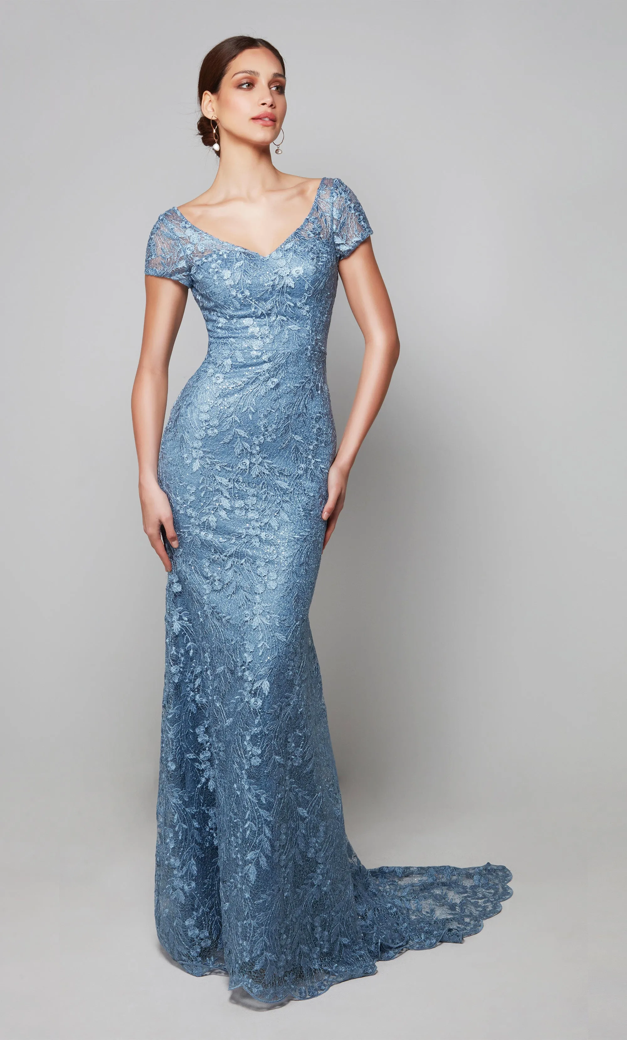 ALYCE Paris 27602 Special Occasion V-neckline Train Straight Dress sold by Alyce Paris