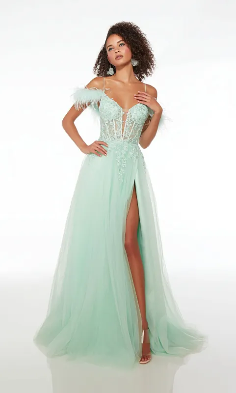 Formal Dress: 61561. Long, V-neck, A-line, Lace-up Back made by Alyce Paris
